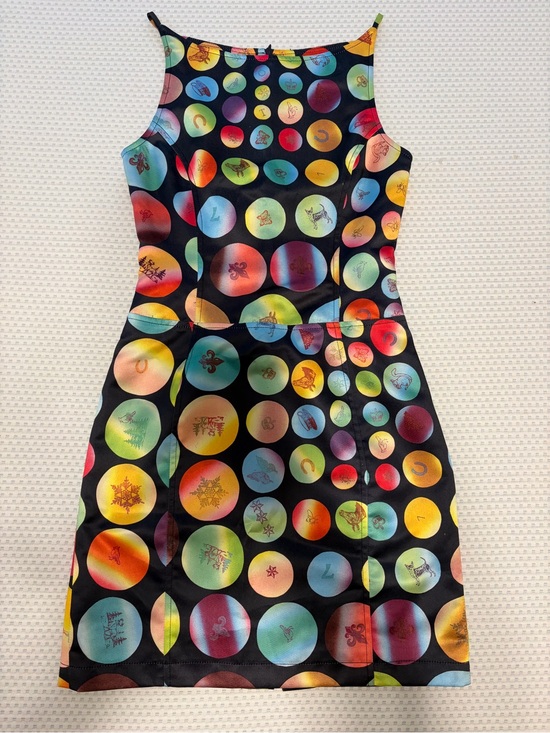 Todd Oldham Dresses & Skirts - Times Seven Todd Oldham Black Mini Dress with Multicolor Polka Dot Print